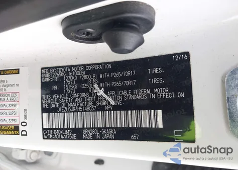 2017 Toyota 4Runner Sr5 Premium from USA, damaged, VIN JTEZU5JR4H5148037